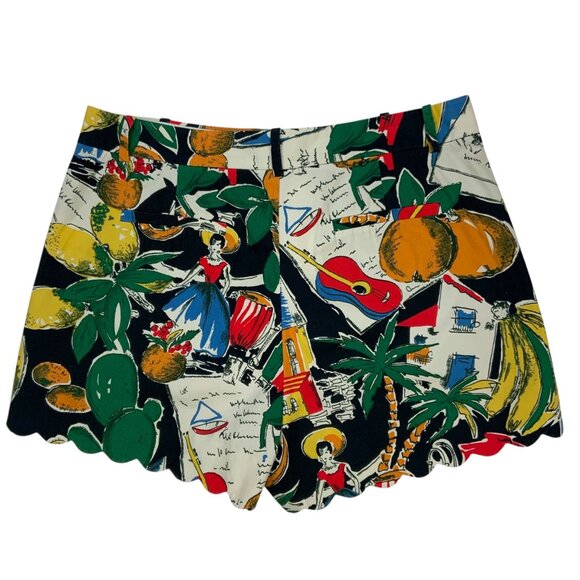 J. Crew Postcard Print High Waist Shorts 8 Scalloped - Picture 11 of 12